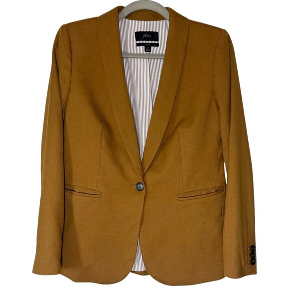 J.Crew Wool Flannel Parke Blazer Heather Caramel Womens Size 2 Classic Work - Picture 2 of 9